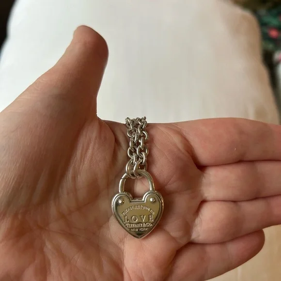 Authentic Tiffany & Co. Silver Love Heart Lock Pendant - Picture 4 of 7